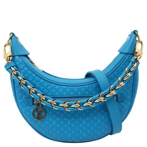 Louis Vuitton  Loop Nanogram Embossed Leather Shoulder Bag Turquoise Blue - Picture 1 of 14